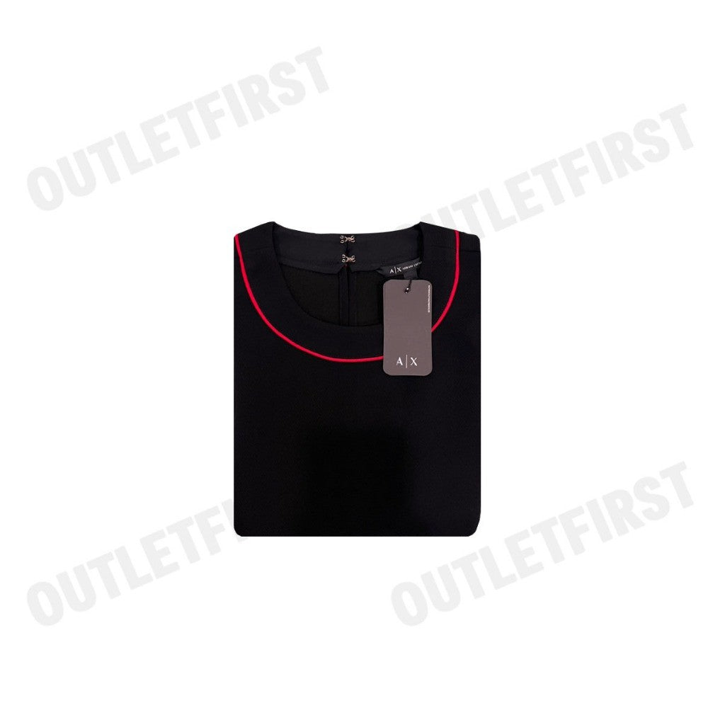 ARMANI EXCHANGE รุ่น WOMEN'S BLOUSE CODE: 6HYH18 YNKSZ 1200 เสื้อยืดคอกลม เสื้อยืดผู้หญิง เสื้อยืดสีดำแขนสั้น