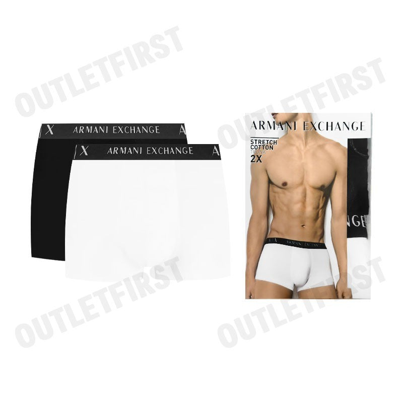 ARMANI EXCHANGE MEN'S STRETCH COTTON TRUNK COLOR WHITE / BLACK CODE: 957027 CC282 42520