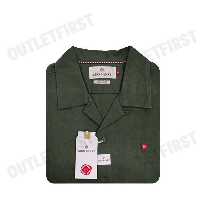 JOHN HENRY รุ่น MEN'S SHORT SLEEVES SHIRTS (MOSS GREEN) CODE: JH S224MSSRG26 เสื้อเชิ้ต เสื้อแขนสั้น เสื้อโปโล