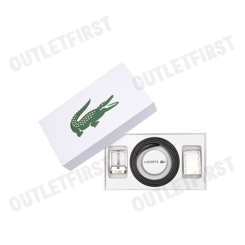 LACOSTE รุ่น SMOOTH LEATHER BELT AND 2 BUCKLE GIFT SET CODE: RC4081 000 เข็มขัด เซ็ทเข็มขัด เข็มขัดผู้ชาย