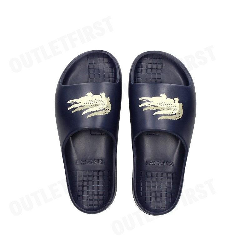 LACOSTE MEN'S SERVE SLIDE 2.0 SLIDES COLOR NAVY BLUE CODE: 745CMA0005J18