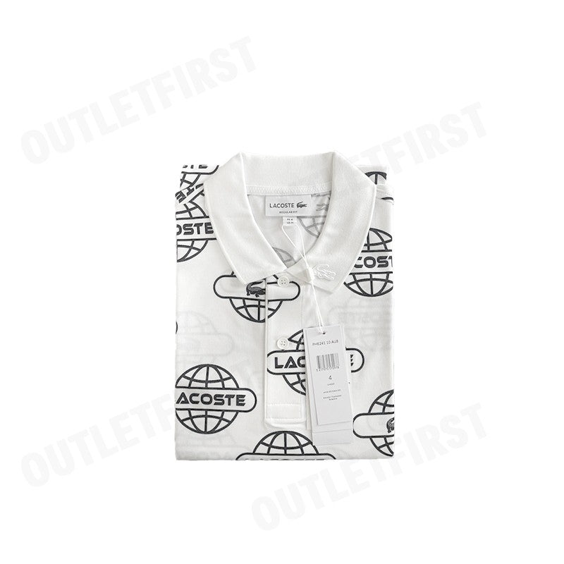 LACOSTE รุ่น GLOBE PRINT LACOSTE MOVEMENT POLO SHIRT CODE: PH6241 10 AU8 เสื้อโปโล เสื้อโปโลแขนสั้น เสื้อโปโลผู้ชาย
