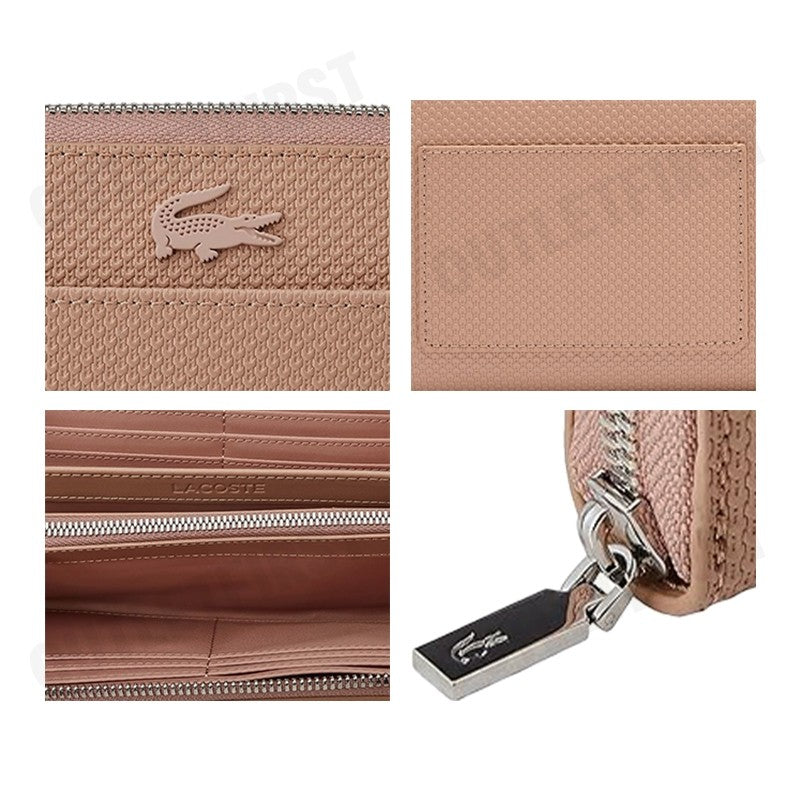 LACOSTE รุ่น UNISEX CHANTACO ZIPPED PIQUE LEATHER LARGE WALLET CODE: NF3885KL 665 กระเป๋าสตางค์ใบยาว กระเป๋าผู้หญิง