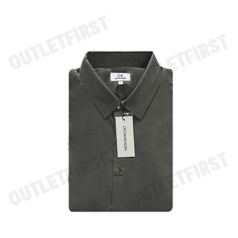 CK CALVIN KLEIN รุ่น COTTON STRETCH SLIM BUTTON-DOWN SHIRT (GREY) CODE: 1222W M541 เสื้อเชิ้ตแขนยาว เสื้อเชิ้ตผู้ชาย