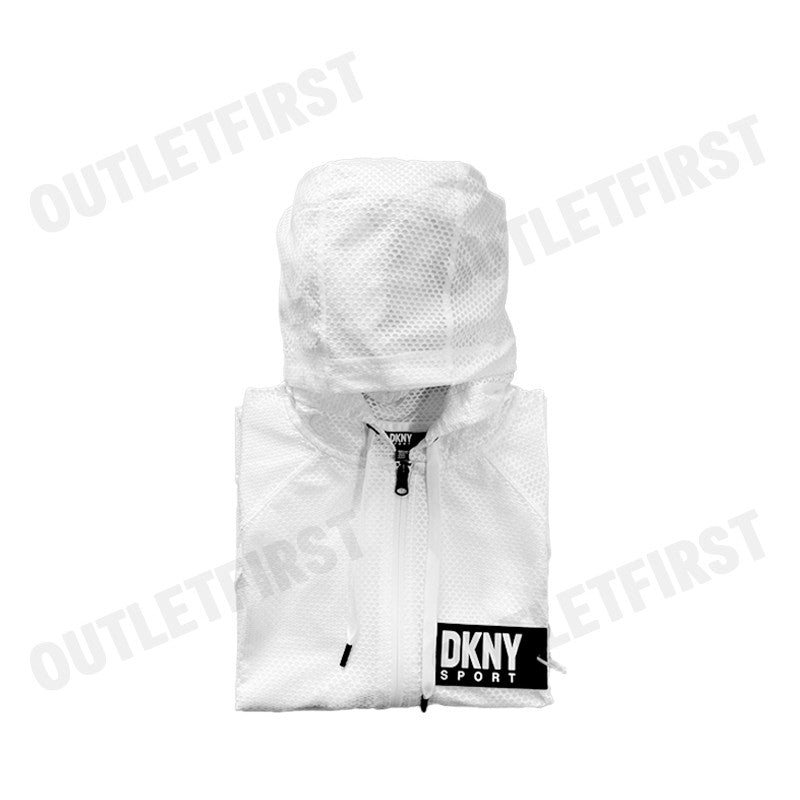 DKNY SPORT รุ่น CHINTZ HONEYCOMB MESH FULL ZIP HOODIE CODE: DP3J8949 WHT เสื้อแจ็คเก็ตแขนยาว เสื้อแจ็คเก็ตผู้หญิง