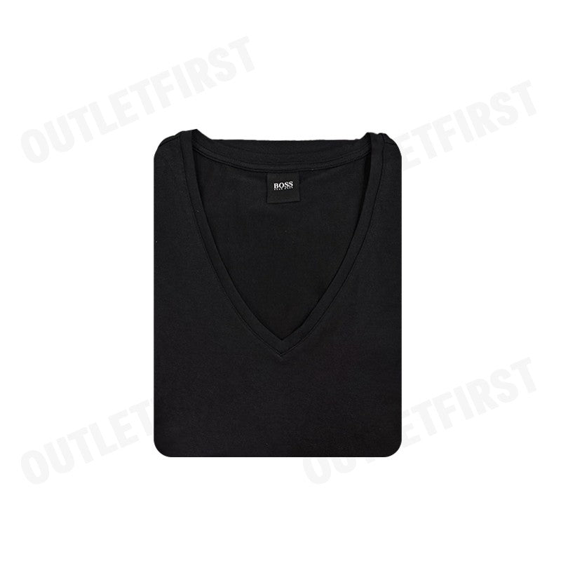 HUGO BOSS รุ่น T-SHIRT V-NECK URBAN LONGER BACK CODE: 50377709 001 เสื้อยืดคอวี เสื้อยืดสีดำ เสื้อยืดแขนสั้น