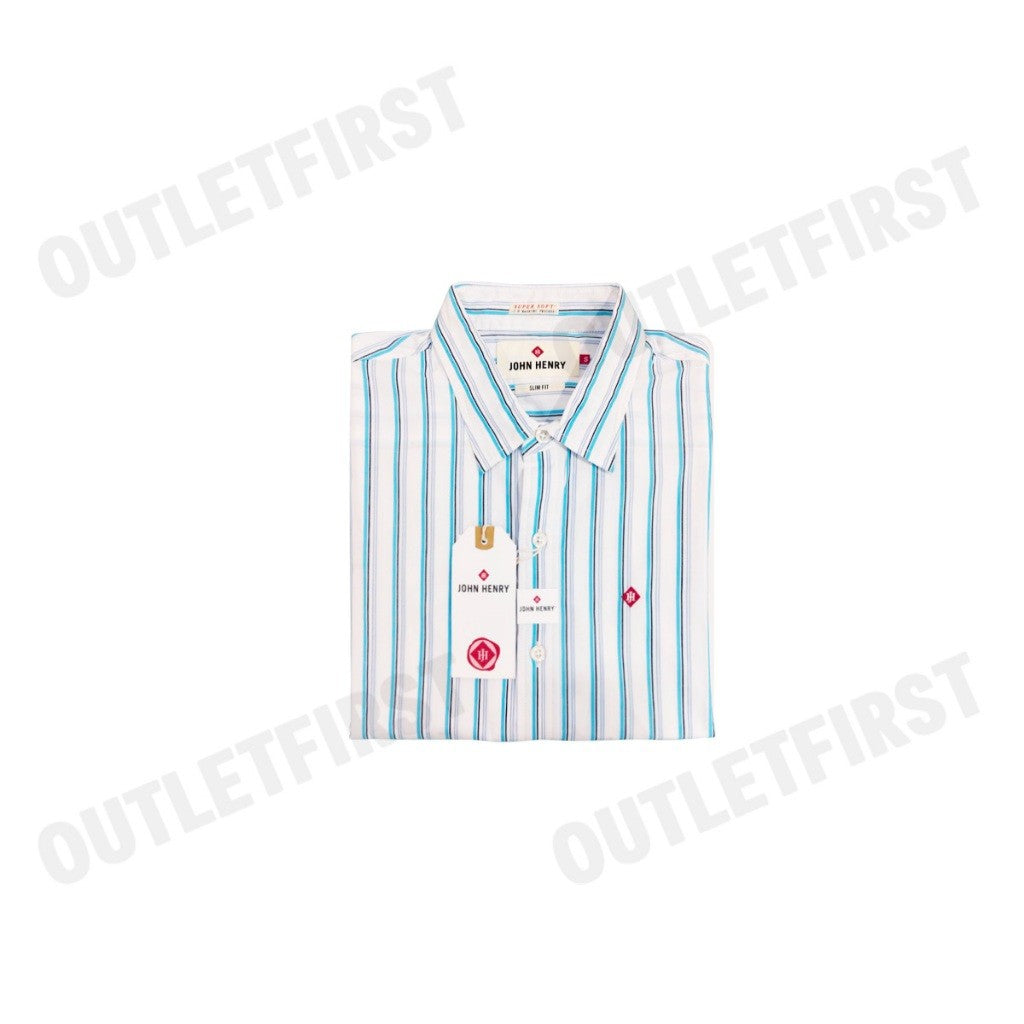 JOHN HENRY รุ่น MEN'S SHORT SLEEVES SLIM FIT SHIRTS (WHITE) CODE: JH S424MSSSM53 เสื้อเชิ้ตแขนสั้น เสื้อเชิ้ตผู้ชาย