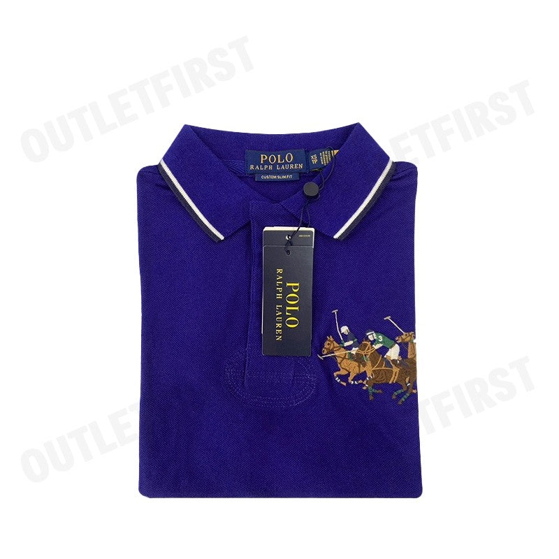 POLO RALPH LAUREN รุ่น CUSTOM SLIM FIT TRIPLE-PONY POLO SHIRT CODE:710900614003 เสื้อคอปก เสื้อโปโล เสื้อผู้ชาย