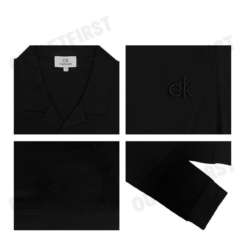 CK CALVIN KLEIN รุ่น LIQUID TOUCH CREWNECK POLO SHIRT (BLACK) CODE: 0842K M728TC เสื้อโปโลชาย เสื้อโปโล เสื้อผู้ชาย