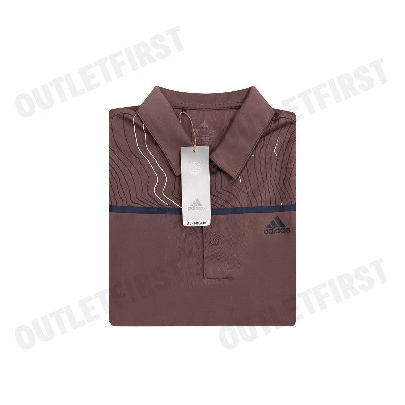 ADIDAS CORE CHEST-PRINT GOLF POLO SHIRT COLOR BURGUNDY CODE: HF9155