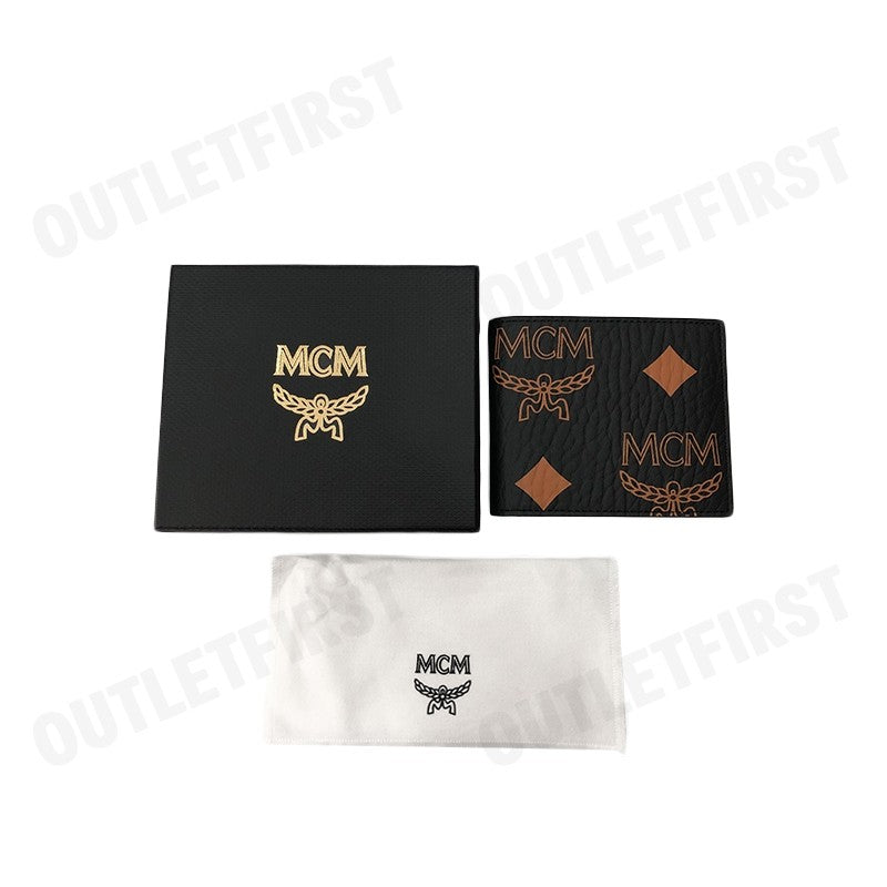 MCM รุ่น BIFOLD WALLET IN MAXI VISETOS CODE: MXS DATA01 BK001 กระเป๋าสตางค์ใบสั้น กระเป๋าสตางค์ กระเป๋า