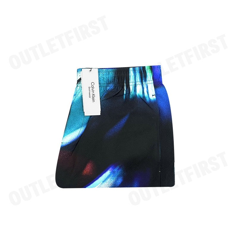 CALVIN KLEIN SWIMWEAR MEDIUM DRAWSTRING SWIM SHORTS COLOR BLACK / MULTICOLOR CODE: KM01005 0GZ