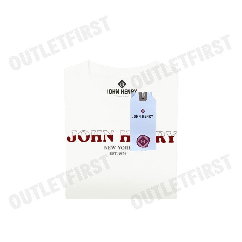 JOHN HENRY รุ่น MEN'S SLIM FIT T-SHIRT (WHITE) CODE: JH S125MTSSM27 เสื้อยืดคอกลมผู้ชาย เสื้อสีขาว เสื้อจอร์นเฮนรี่