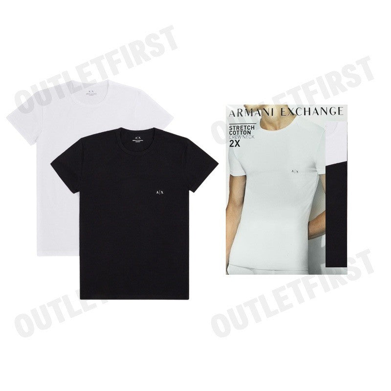 ARMANI EXCHANGE รุ่น PACK OF 2 JERSEY T-SHIRTS CODE: 956005 CC282 42520 เซ็ทเสื้อยืดคอกลม 2 ตัว เสื้อแขนสั้น เสื้อขาวดำ