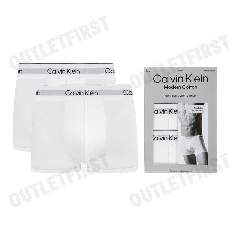 CALVIN KLEIN รุ่น 2 PACK MODERN COTTON STRETCH TRUNKS CODE: NB3985 100 กางเกงชั้นในผู้ชาย บ๊อกเซอร์ กางเกงใน