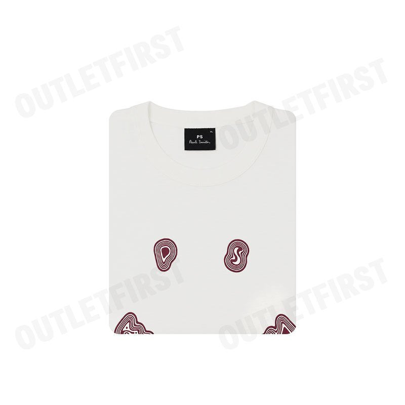PS PAUL SMITH รุ่น MEN'S PS HAPPY T-SHIRT OFF-WHITE CODE: M2R 204Z PP5078 02 เสื้อยืดคอกลม เสื้อยืดผู้ชาย เสื้อยืดสีขาว