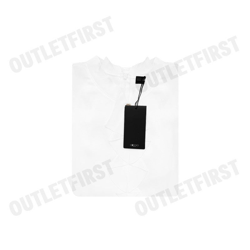 G2000 รุ่น WOMEN'S SATIN STAND COLLAR RUFFLED LONG SLEEVES BLOUSE CODE: 46241091 01 เสื้อเบลาส์ เสื้อผู้หญิง เสื้อสีขาว