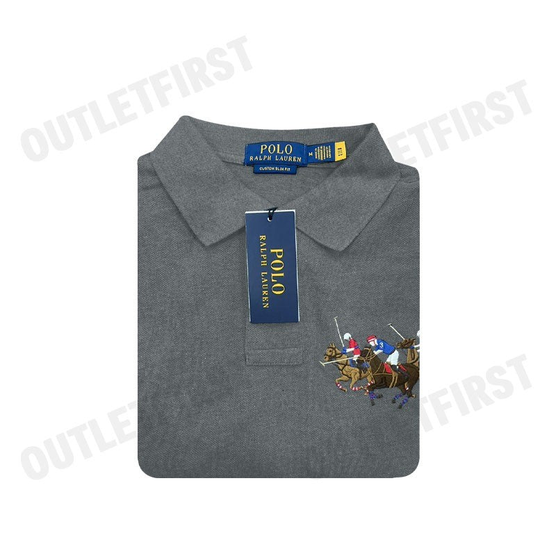 POLO RALPH LAUREN รุ่น CUSTOM SLIM FIT TRIPLE-PONY POLO SHIRT CODE: 710868798006 เสื้อโปโล เสื้อโปโลผู้ชาย โปโลแขนสั้น