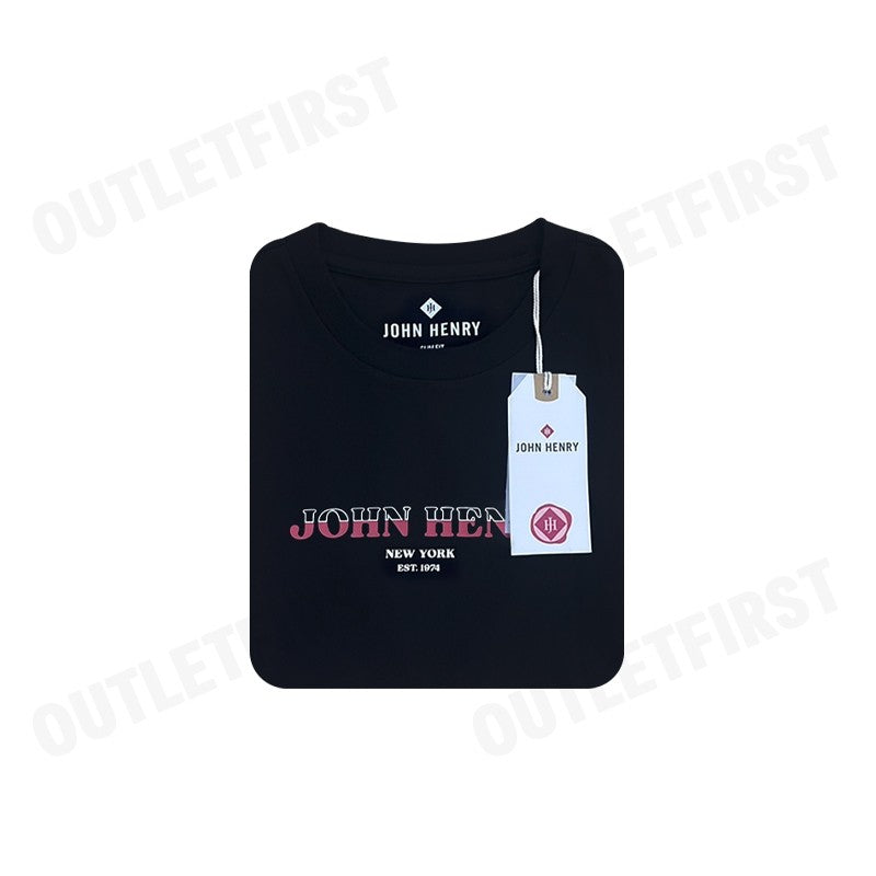 JOHN HENRY รุ่น MEN'S SLIM FIT T-SHIRT (BLACK) CODE: JH S125MTSSM27 เสื้อยืดคอกลมผู้ชาย เสื้อสีดำ จอร์นเฮนรี่