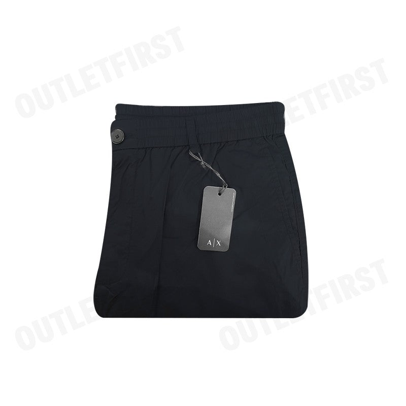 ARMANI EXCHANGE รุ่น MEN'S OVERSIZED COTTON TWILL TROUSERS WITH DRAWSTRING CODE: 6DZPL3 ZN3CZ 1200 กางเกงขายาวผู้ชายสีดำ