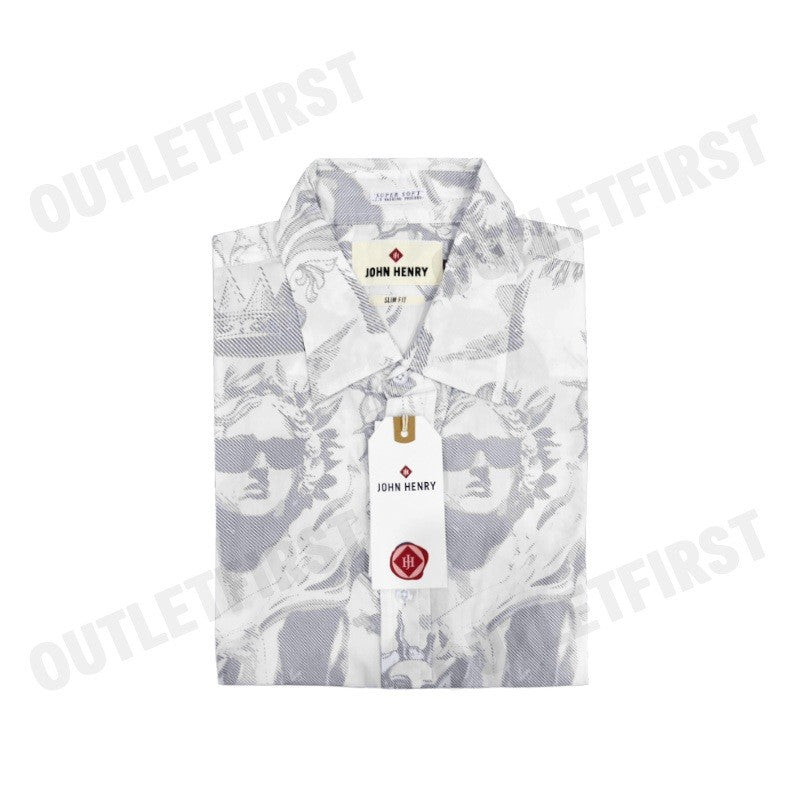 JOHN HENRY รุ่น MEN'S SHORT SLEEVES SLIM FIT SHIRT (WHITE) CODE: JH F424MSSSM32 เสื้อเชิ้ตแขนสั้น เสื้อเชิ้ตผู้ชาย