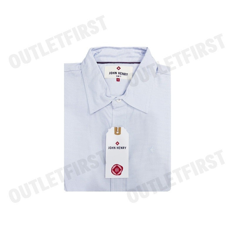 JOHN HENRY รุ่น MEN'S SHORT SLEEVES SLIM FIT SHIRT (BLUE) CODE: JH F424MSSSM40 เสื้อเชิ้ต เสื้อแขนสั้น เสื้อผู้ชาย