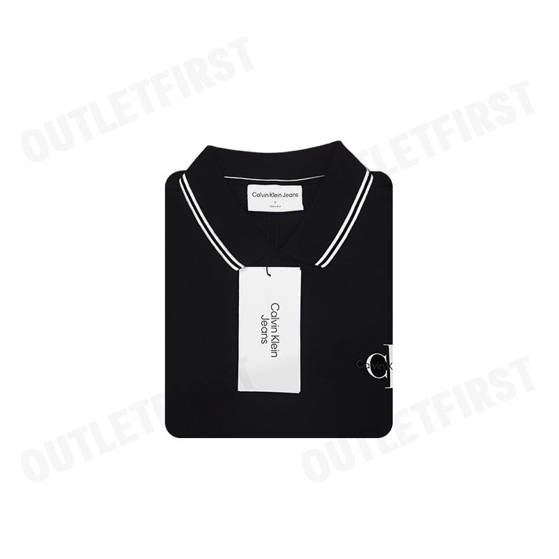 CALVIN KLEIN JEANS รุ่น MONOLOGO SLIM TIPPED POLO CODE: J324245 BEH เสื้อโปโล เสื้อโปโลแขนสั้น เสื้อโปโลผู้ชาย