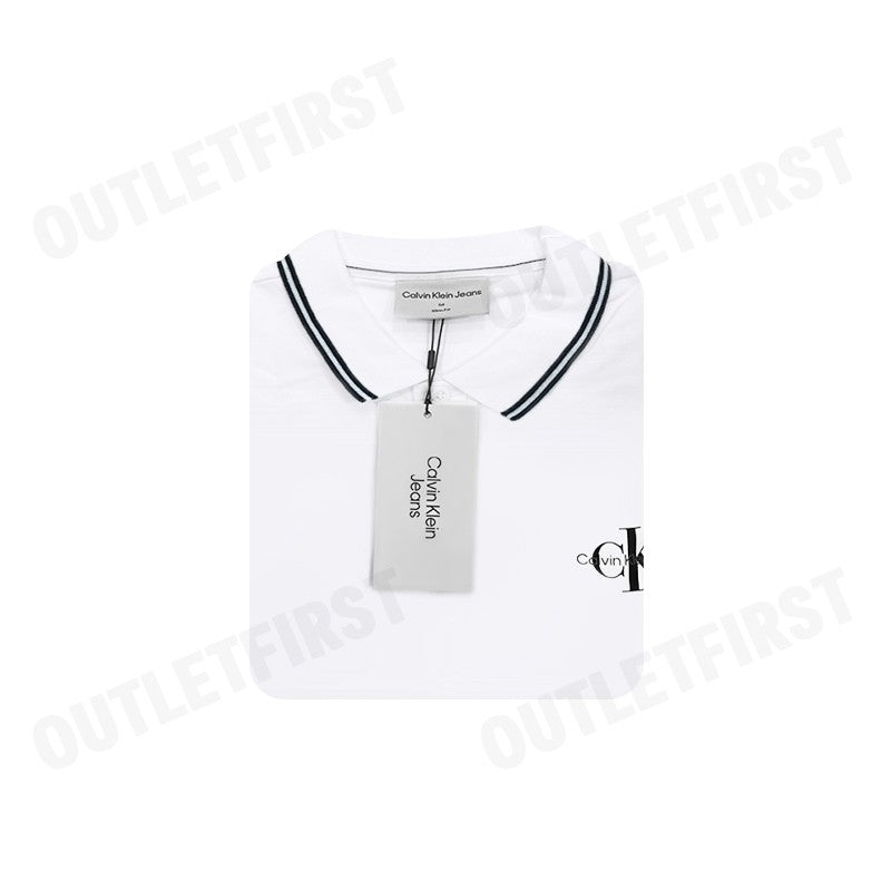 CALVIN KLEIN JEANS รุ่น MONOLOGO SLIM TIPPED POLO CODE: J324245 YAF เสื้อโปโล เสื้อโปโลแขนสั้น เสื้อโปโลผู้ชาย