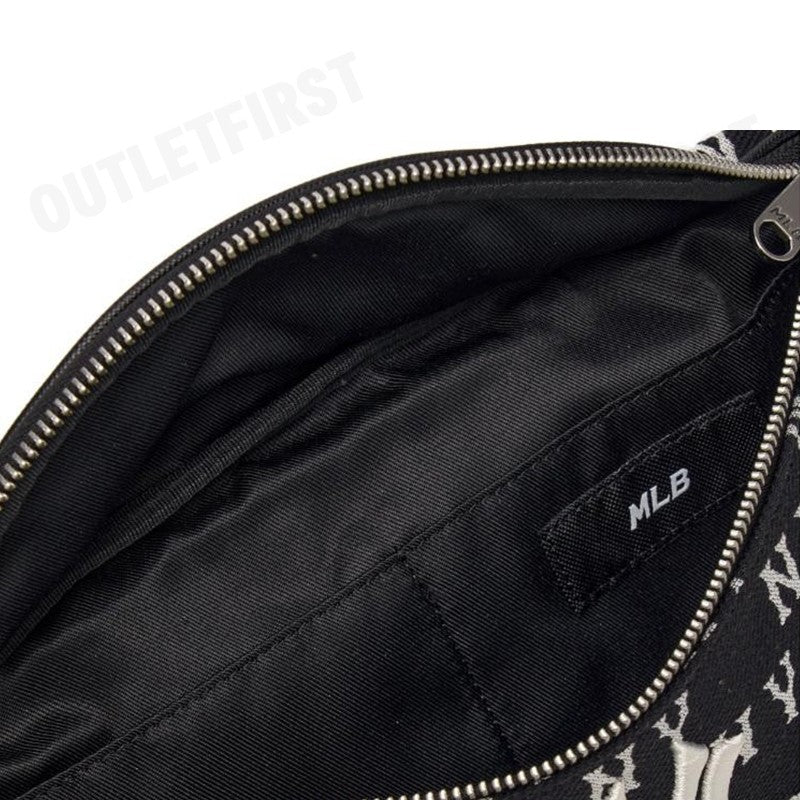 MLB รุ่น JACQUARD MONOGRAM NEW YORK YANKEES BELT BAG CODE: 3AHSM014N 50BKS กระเป๋าคาดเอว กระเป๋าคาดอก กระเป๋าสีดำ
