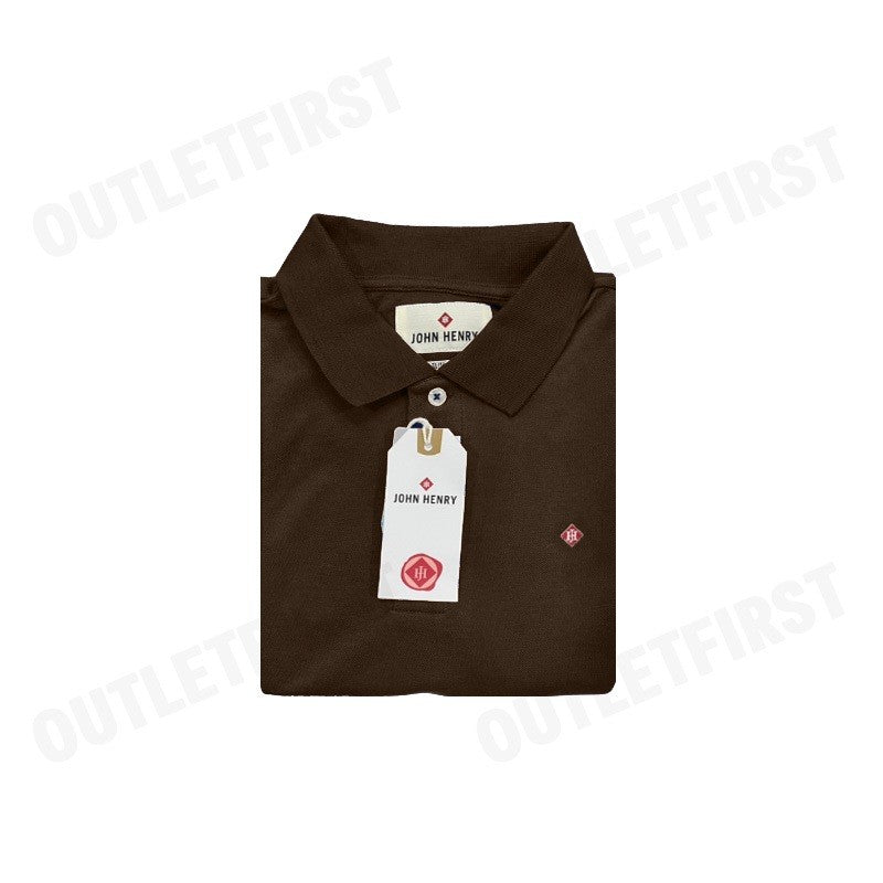 JOHN HENRY รุ่น MEN'S SLIM FIT POLO SHIRT (BROWN) CODE: JH F324MPLSM61 เสื้อโปโล เสื้อโปโลผู้ชาย เสื้อโปโลแขนสั้น