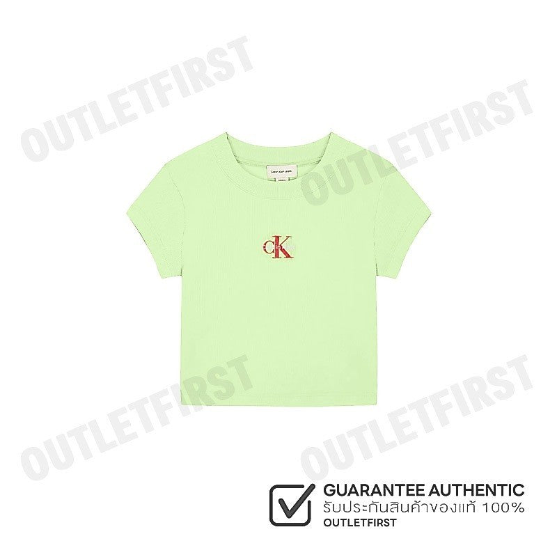 CALVIN KLEIN JEANS รุ่น MONOLOGO BABY TEE CODE: 47AB802 64O เสื้อครอป เสื้อผู้หญิง เสื้อแขนสั้น