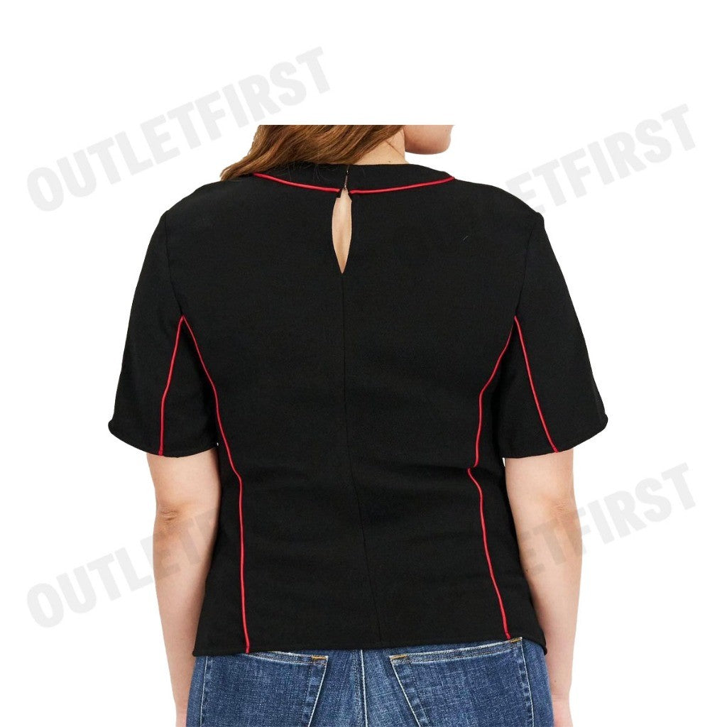 ARMANI EXCHANGE รุ่น WOMEN'S BLOUSE CODE: 6HYH18 YNKSZ 1200 เสื้อยืดคอกลม เสื้อยืดผู้หญิง เสื้อยืดสีดำแขนสั้น