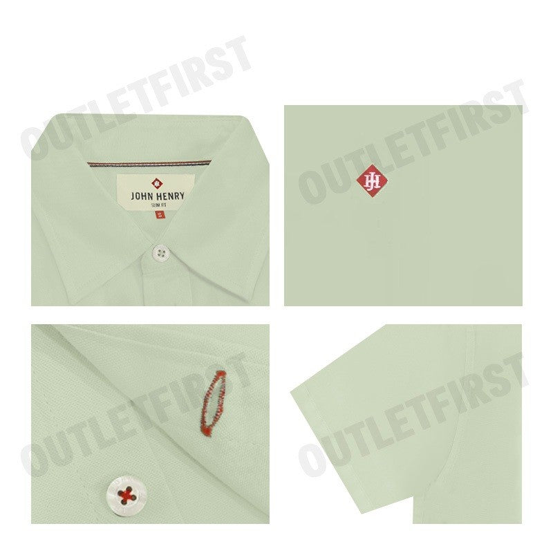 JOHN HENRY รุ่น MEN'S SHORT SLEEVES SLIM FIT SHIRT (GREEN) CODE: JH F324MSSSM55 เสื้อเชิ้ต เสื้อแขนสั้น เสื้อผู้ชาย