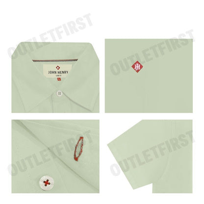 JOHN HENRY รุ่น MEN'S SHORT SLEEVES SLIM FIT SHIRT (GREEN) CODE: JH F324MSSSM55 เสื้อเชิ้ต เสื้อแขนสั้น เสื้อผู้ชาย