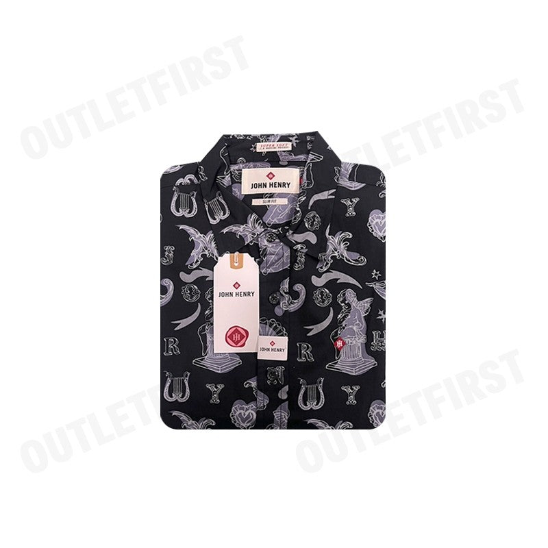 JOHN HENRY รุ่น MEN'S SHORT SLEEVES SLIM FIT SHIRT SUPER SOFT (BLACK) CODE: JH F124MSSSM06 เสื้อเชิ้ตแขนสั้น เสื้อเชิ้ต