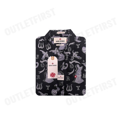 JOHN HENRY รุ่น MEN'S SHORT SLEEVES SLIM FIT SHIRT SUPER SOFT (BLACK) CODE: JH F124MSSSM06 เสื้อเชิ้ตแขนสั้น เสื้อเชิ้ต