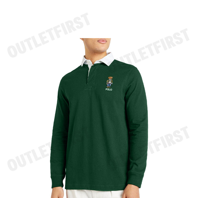 POLO RALPH LAUREN รุ่น CLASSIC FIT POLO BEAR RUGBY SHIRT CODE: 710934703001 เสื้อโปโลแขนยาว เสื้อผู้ชาย เสื้อโปโลคอปก