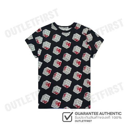JOHN HENRY รุ่น CUBIC COLLAR BLOCK PATTERN PRINTED T-SHIRT(BLACK) CODE: JH S124MTSSM17 เสื้อยืด เสื้อคอกลม เสื้อแขนสั้น