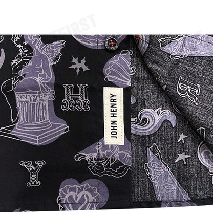 JOHN HENRY รุ่น MEN'S SHORT SLEEVES SLIM FIT SHIRT SUPER SOFT (BLACK) CODE: JH F124MSSSM06 เสื้อเชิ้ตแขนสั้น เสื้อเชิ้ต