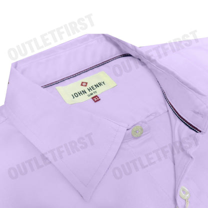 JOHN HENRY รุ่น MEN'S SHORT SLEEVES SLIM FIT SHIRT (PURPLE) CODE: JH F324MSSSM55 เสื้อเชิ้ต เสื้อแขนสั้น เสื้อผู้ชาย