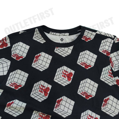 JOHN HENRY รุ่น CUBIC COLLAR BLOCK PATTERN PRINTED T-SHIRT(BLACK) CODE: JH S124MTSSM17 เสื้อยืด เสื้อคอกลม เสื้อแขนสั้น