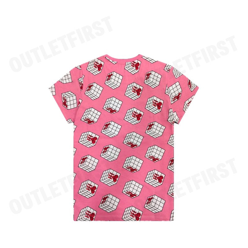 JOHN HENRY รุ่น CUBIC COLLAR BLOCK PATTERN PRINTED T-SHIRT (PINK) CODE: JH S124MTSSM17 เสื้อยืดคอกลม เสื้อยืดผู้ชาย
