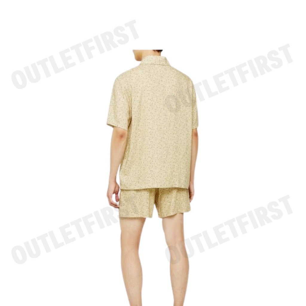 CALVIN KLEIN รุ่น MEN'S WOVEN VISCOSE LOUNGE SHORT SLEEVE BUTTON DOWN TOP CODE: NM2578 NCF เสื้อนอน เสื้อแขนสั้น ผู้ชาย
