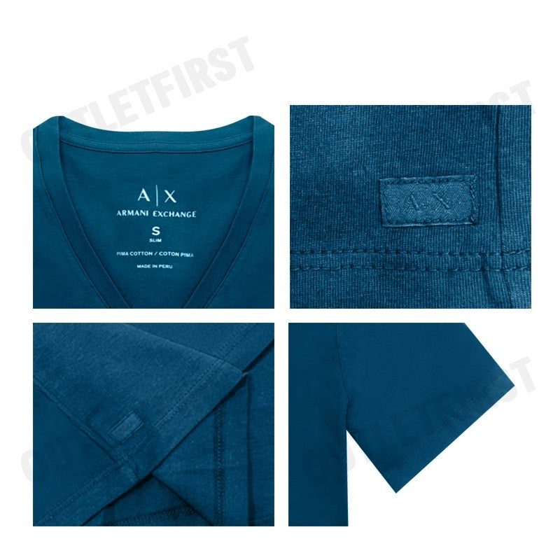 ARMANI EXCHANGE รุ่น SLIM FIT T-SHIRT IN PIMA COTTON JERSEY CODE: 8NZT75 ZJA5Z 15CR เสื้อยืดคอวี เสื้อยืดผู้ชาย เสื้อยืด