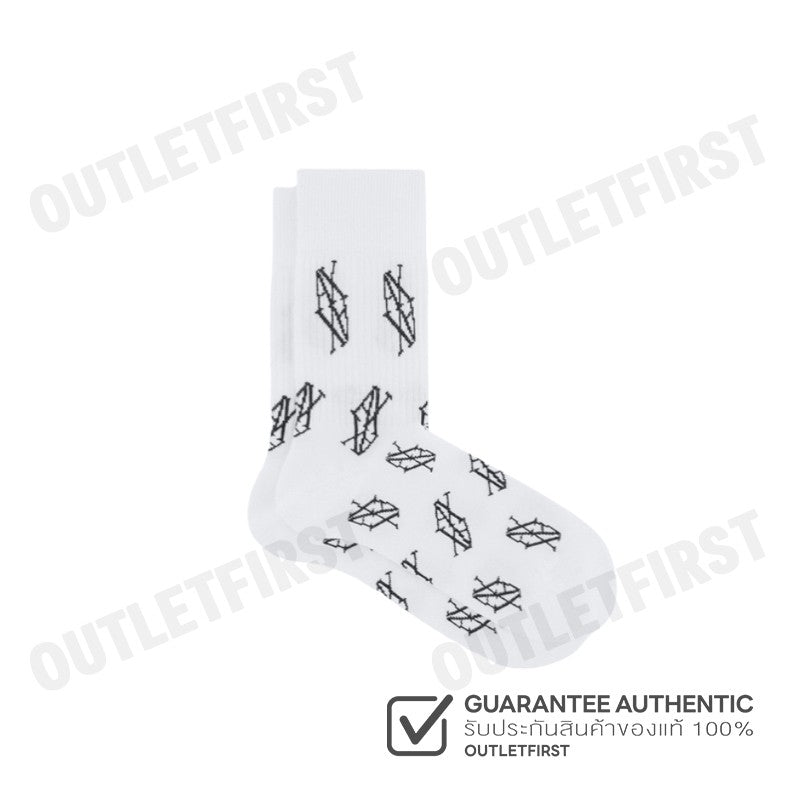 ARMANI EXCHANGE รุ่น RIBBED COTTON BLEND SOCKS WITH MONOGRAM LOGO CODE: 946026 4F433 19611 ถุงเท้าข้อยาว ถุงเท้าสีขาว