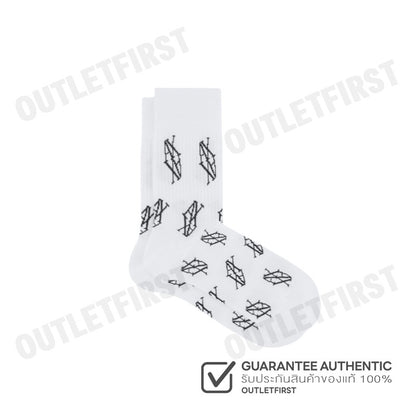 ARMANI EXCHANGE รุ่น RIBBED COTTON BLEND SOCKS WITH MONOGRAM LOGO CODE: 946026 4F433 19611 ถุงเท้าข้อยาว ถุงเท้าสีขาว