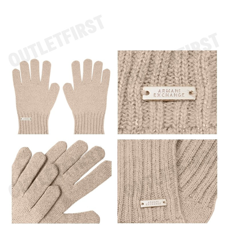 ARMANI EXCHANGE รุ่น LUREX YARN GLOVES CODE: 944617 4F305 02563  ถุงมือ ถุงมือสีทอง สำหรับผู้หญิงผู้ชาย