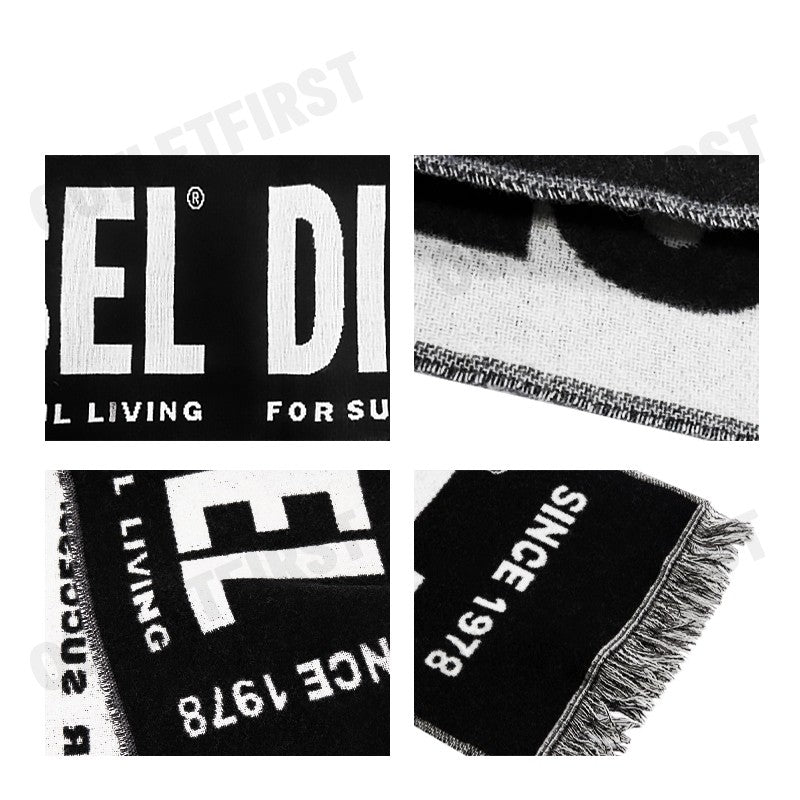 DIESEL รุ่น S-BISC SCIARPA CODE: A06643 OJKKR 9XX ผ้าพันคอ ผ้าพันคอขาวดำ ผ้าคลุมไหล่