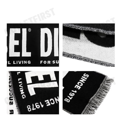 DIESEL รุ่น S-BISC SCIARPA CODE: A06643 OJKKR 9XX ผ้าพันคอ ผ้าพันคอขาวดำ ผ้าคลุมไหล่