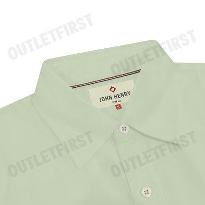 JOHN HENRY รุ่น MEN'S SHORT SLEEVES SLIM FIT SHIRT (GREEN) CODE: JH F324MSSSM55 เสื้อเชิ้ต เสื้อแขนสั้น เสื้อผู้ชาย
